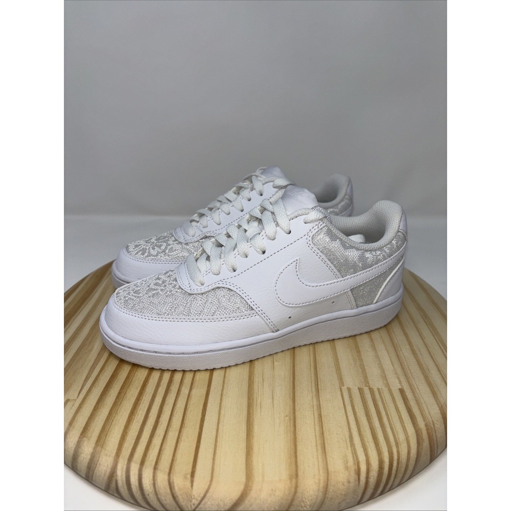 Sz 6.5 Womens Nike Court Vision Wedding Sneakers/ Triple White